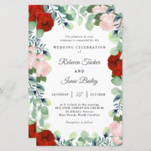 Elegante Rosa de Rubor rojo verde invitación a la