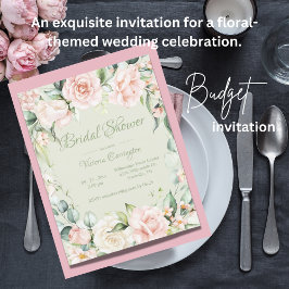 Lámina Elegante rosa ducha de novia floral