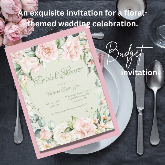 Lámina Elegante rosa ducha de novia floral (Subido por el creador)