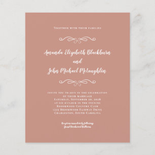 Lámina Elegante Rosa Invitación a la Boda Blanca de Oro