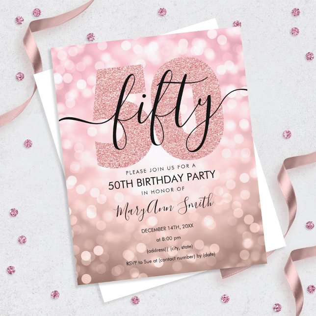 Lámina Elegante Rosa moderno Oro 50 cumpleaños (Subido por el creador)