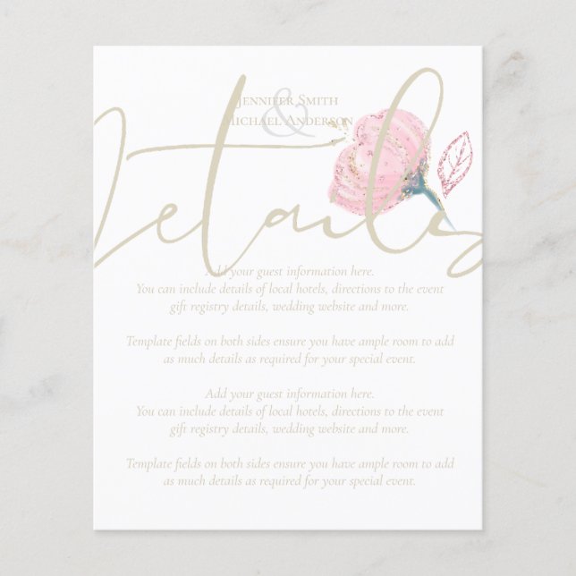 Lámina Elegante Rosa Oro Moderno Boda Sparkle (Anverso)