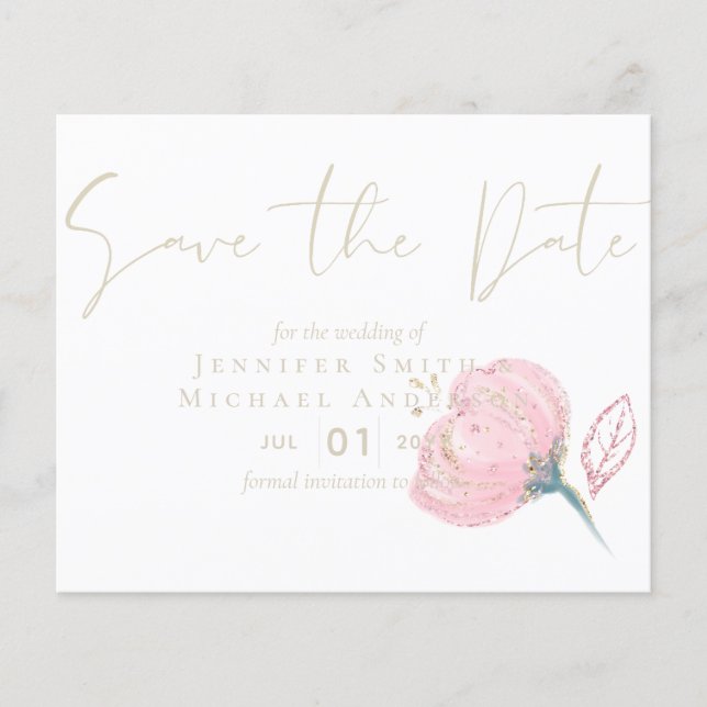 Lámina Elegante Rosa Oro Moderno Boda Sparkle (Anverso)
