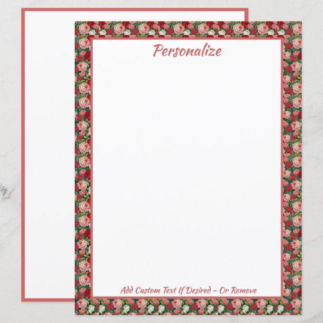 Lámina Elegante rosa rojo victoriano de época (Anverso / Reverso)