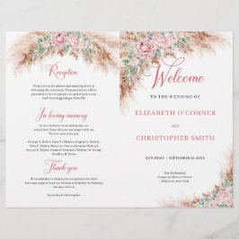 Lámina Elegante Rosas Rosa Polvorientas Pampas hierba y v