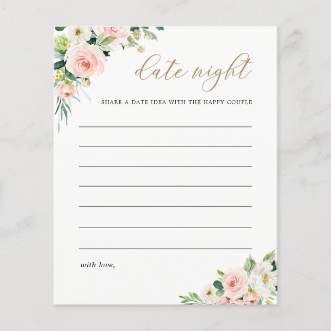 Lámina Elegante Rubor Bridal Shower Date Night Ides Card (Anverso)