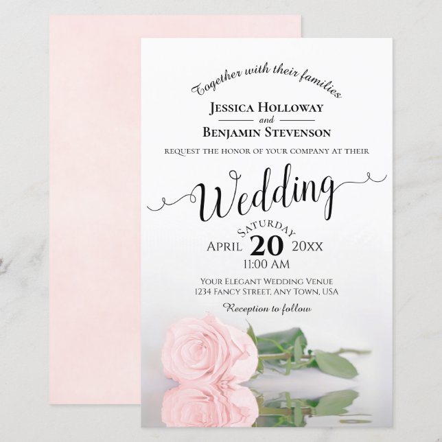 Lámina Elegante Rubor Pink Rose BUDGET Wedting (Anverso / Reverso)