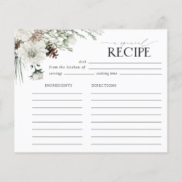 Lámina Elegante Script Winter Bridal Shower Recipe Card