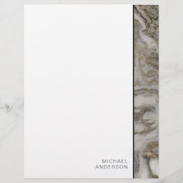 Lámina Elegante Stationery de borde de mármol con tu nomb