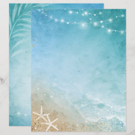 Lámina Elegante Stationery de color azul y agua Verde azu
