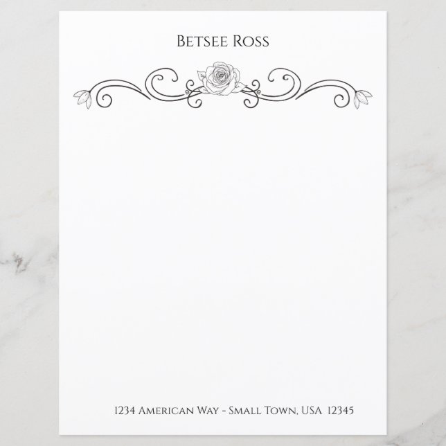 Lámina Elegante Stationery personalizada en blanco y negr (Anverso)