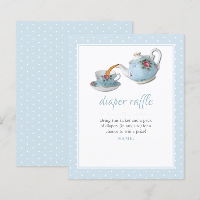Lámina Elegante Teacup Baby Shower Tea Fiesta Diaper Raff (Anverso / Reverso)