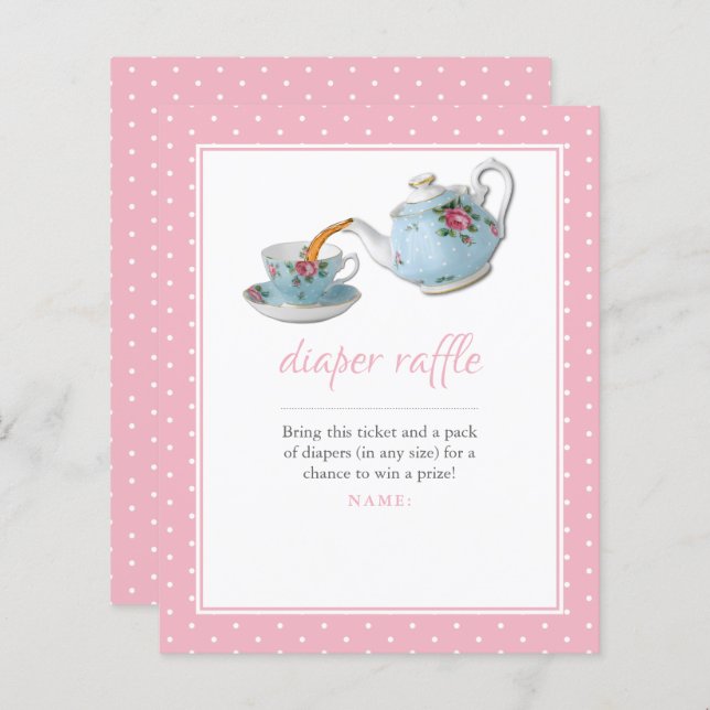 Lámina Elegante Teacup Baby Shower Tea Fiesta Diaper Raff (Anverso / Reverso)