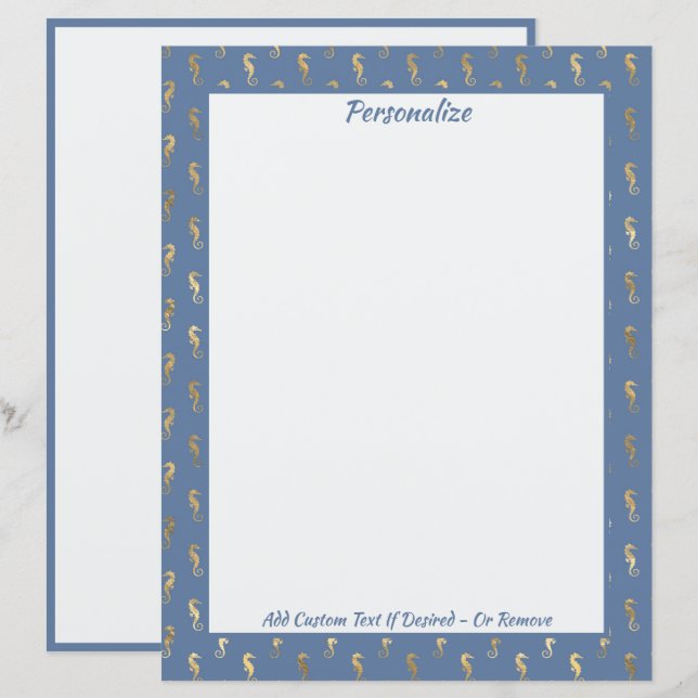 Lámina Elegante tema de los caballitos de mar oceánicos (Anverso / Reverso)