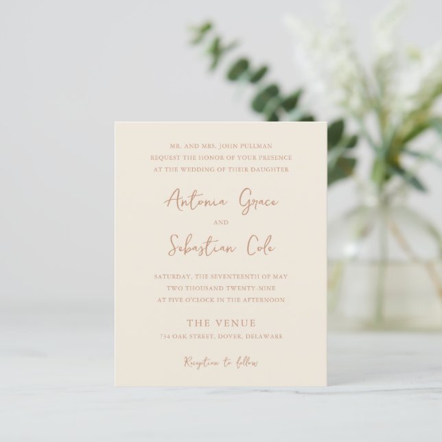 Lámina Elegante Tercia Neutral Invitación a la Boda Presu (Anverso de pie)