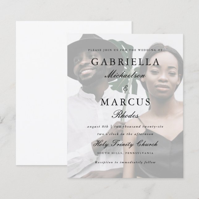 Lámina Elegante tipografía fotográfica Boda de presupuest (Anverso / Reverso)