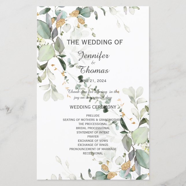 Lámina Elegante vegetación de eucalipto botánico (Anverso)