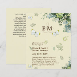 Lámina Elegante vegetación mariposas invitaciones de matr