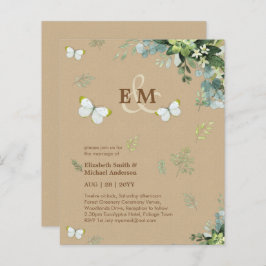 Lámina Elegante vegetación mariposas invitaciones de matr