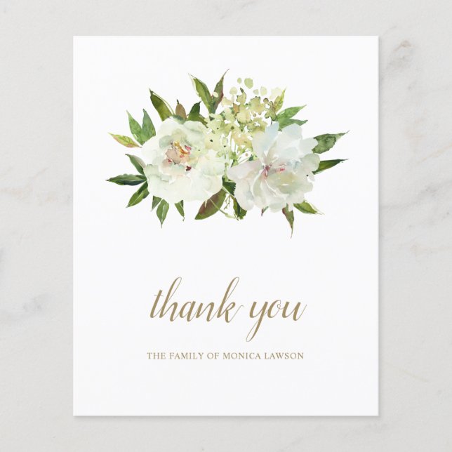Lámina Elegante White Floral Funeral Presupuesto De Graci (Anverso)