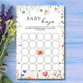 Lámina Elegante White Wildflower Bloom Baby Shower Bingo