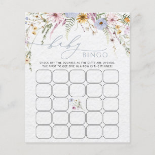 Lámina Elegante Wildflowers Baby Bingo Game Card