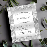 Lámina Elegante y elegante invitación al cumpleaños<br><div class="desc">Un patrón moderno de plata a cuadros como fondo. Personalice y agregue un nombre y detalles del fiesta.</div>
