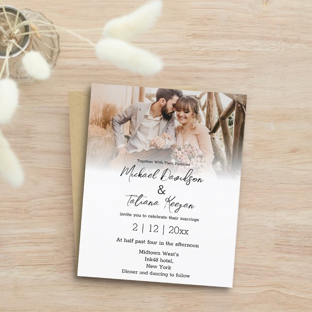 Lámina elegante y sencilla invitación a la boda con foto (Subido por el creador)