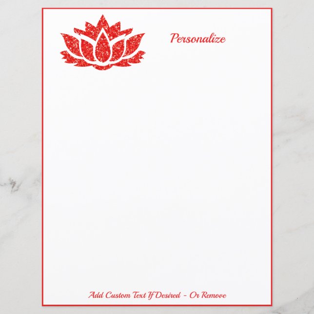 Lámina Elegante Zen Lotus Flor Yoga Meditación Gemas Rojo (Anverso)