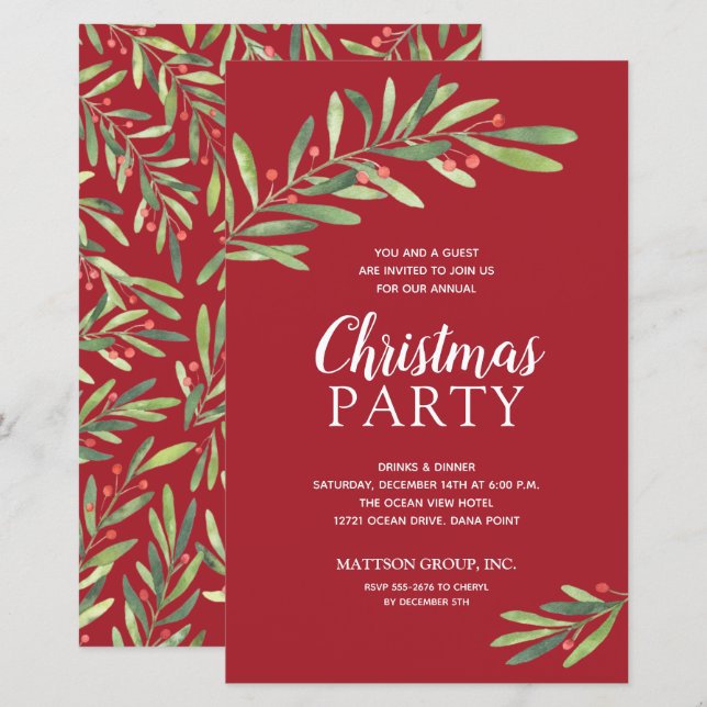 Lámina Elegantes invitaciones presupuestarias para Navida (Anverso / Reverso)