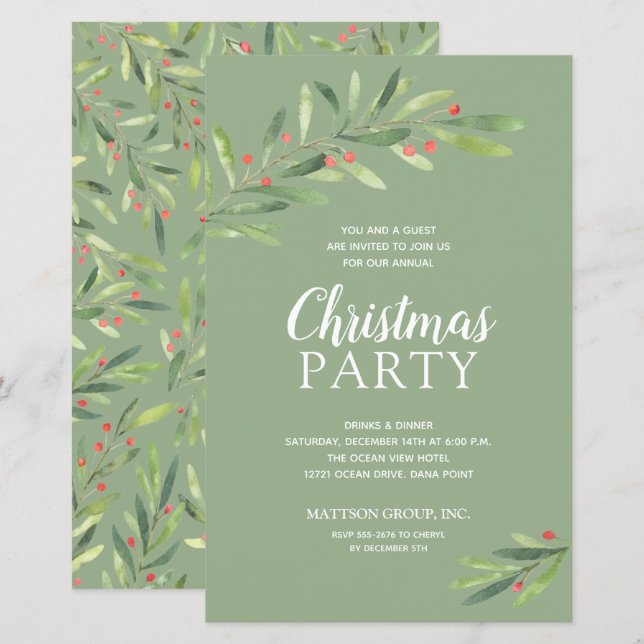 Lámina Elegantes invitaciones presupuestarias para Navida (Anverso / Reverso)