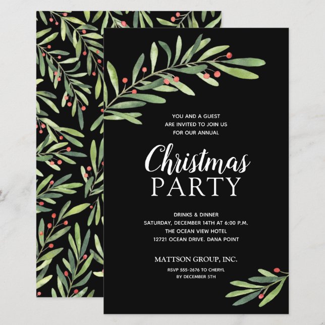 Lámina Elegantes invitaciones presupuestarias para Navida (Anverso / Reverso)