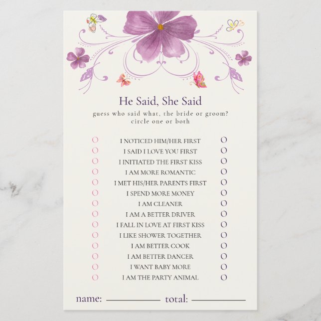 Lámina Elegantes Mariposas Dijo, Dijo El Juego De La Duch (Anverso)