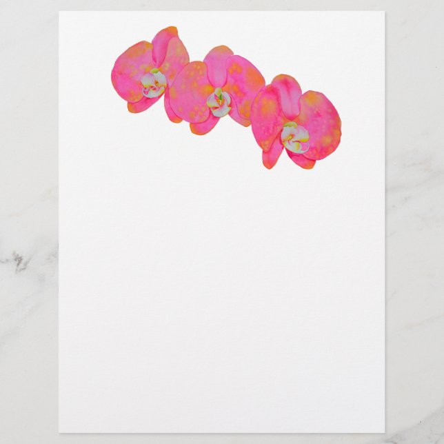 Lámina Elegantes orquídeas de acuarela rosa floral tropic (Anverso)