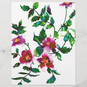 Lámina Elegantes rosas florales de acuarela magenta rosa