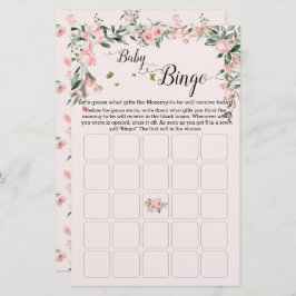 Lámina Elegantes rosas rosadas con juego de Bingo para Be