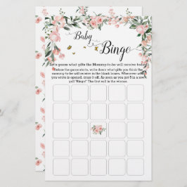 Lámina Elegantes rosas rosadas con juego de Bingo para Be