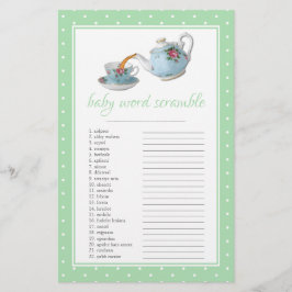 Lámina Elegantes teacups Baby Shower Tea Fiesta Word Scra