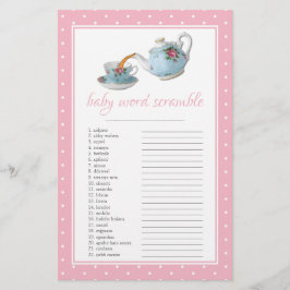 Lámina Elegantes teacups Baby Shower Tea Fiesta Word Scra