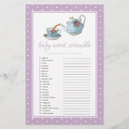 Lámina Elegantes teacups Baby Shower Tea Fiesta Word Scra