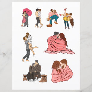 Lámina Elementos románticos del Día de San Valentín para 