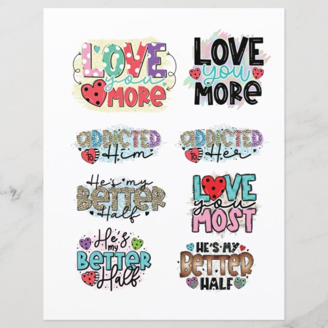 Lámina Elementos románticos del Día de San Valentín para  (Anverso)