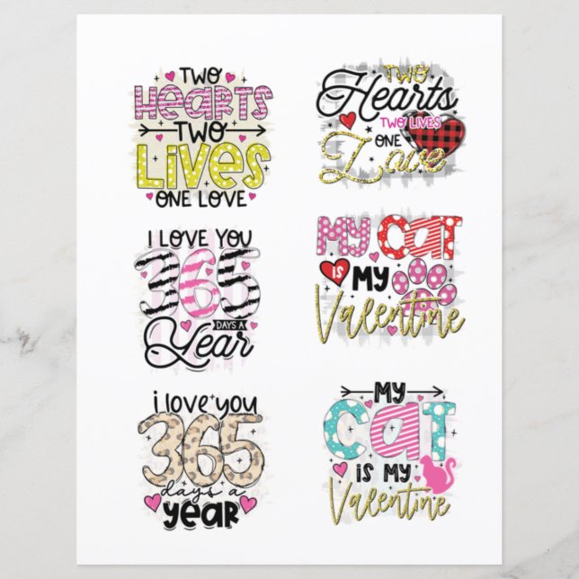 Lámina Elementos románticos del Día de San Valentín para  (Anverso)