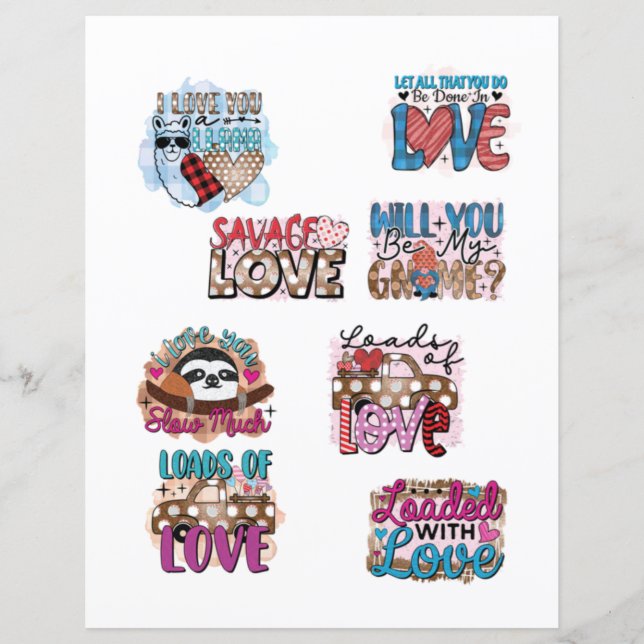 Lámina Elementos románticos del Día de San Valentín para  (Anverso)