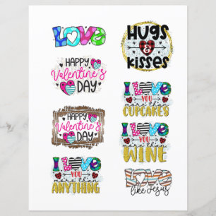 Lámina Elementos románticos del Día de San Valentín para 