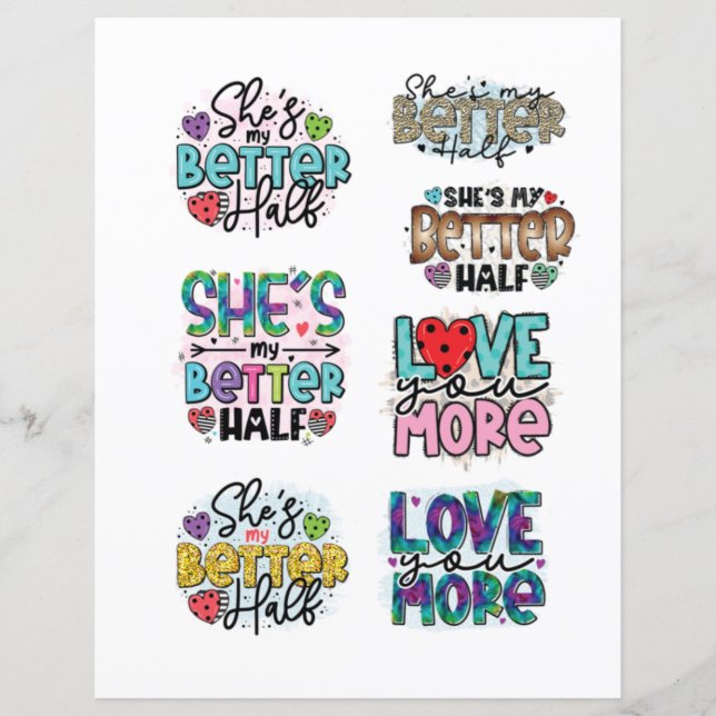 Lámina Elementos románticos del Día de San Valentín para  (Anverso)