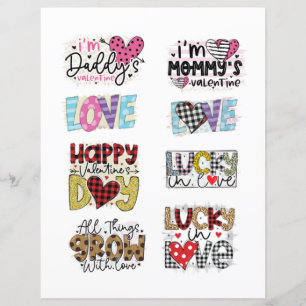 Lámina Elementos románticos del Día de San Valentín para 