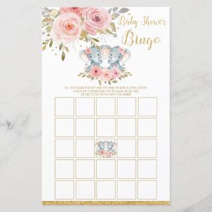 Lámina Elephant Baby Shower Bingo Game Activity Twin Chic