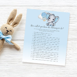 Lámina Elephant Blue ¿Conoces a Mamá-2-Ser Juego del Bebé