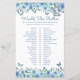 Lámina Elephant Blue Prefiere Un Juego De Baby Shower